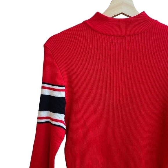 Fitted Rib Knit Mock Neck 1/4 Zip Dress - Picture 8 of 11